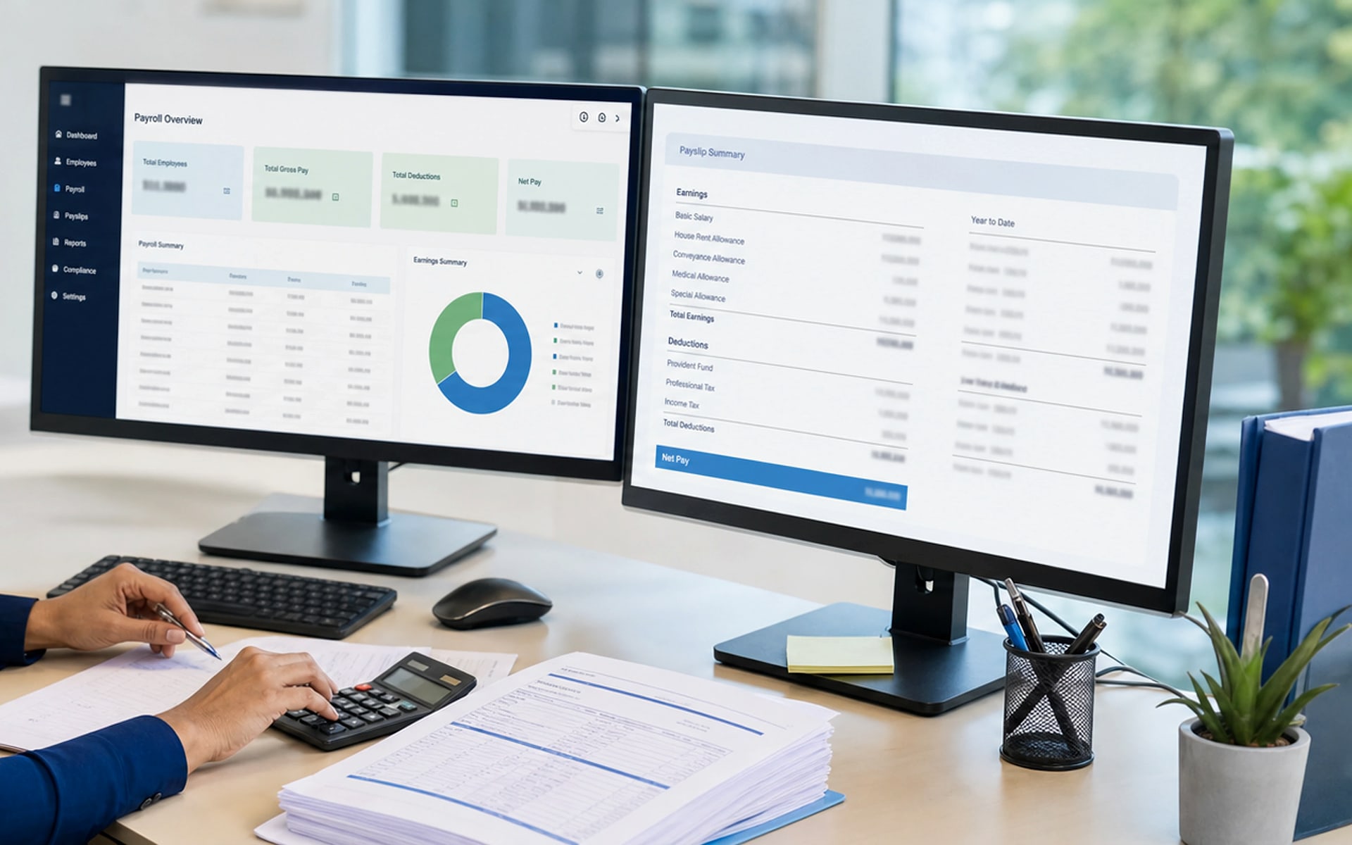 Payroll software finance desk photo